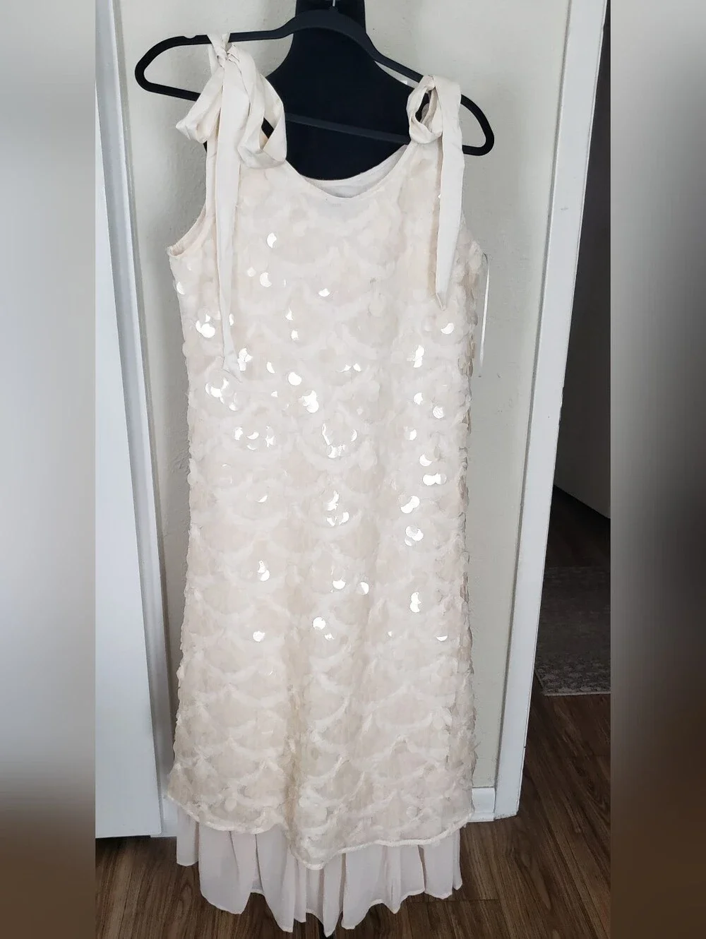 En Saison Ivory Sequin Slip Dress